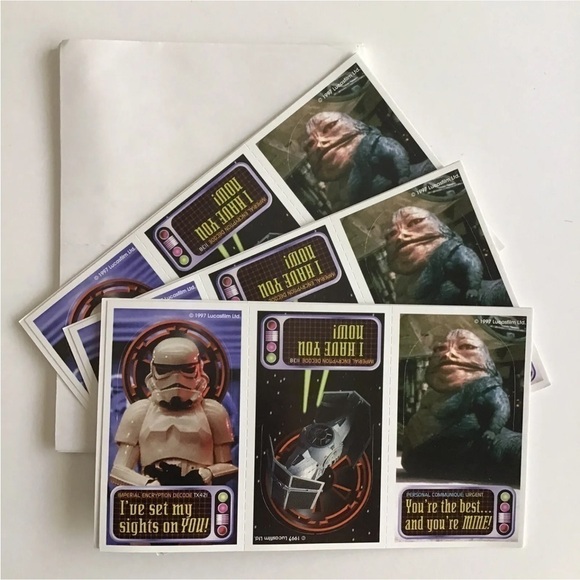 Vintage Star Wars 1997 Valentines 30 Stand-Up Boxed Non Mail Envelopes Party - Picture 4 of 12